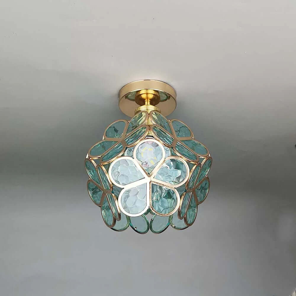 Blumen Design Glas Deckenleuchte Flur