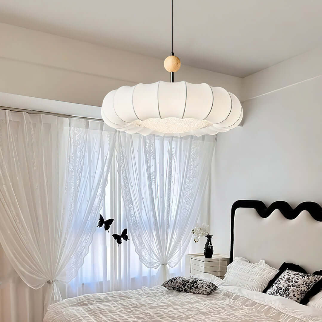 Lampe suspendue élégante avec abat-jour en tissu 50cm