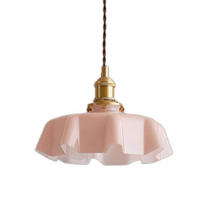 Lampe suspendue rétro fleur en verre crème
