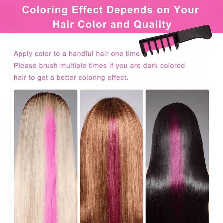 Waschbarer Haarkreide-Kamm - Temporäre Haarfarbe