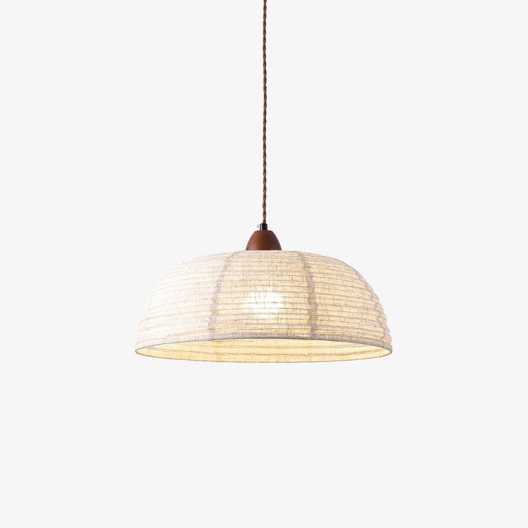 Lampe à suspension en bois et tissu