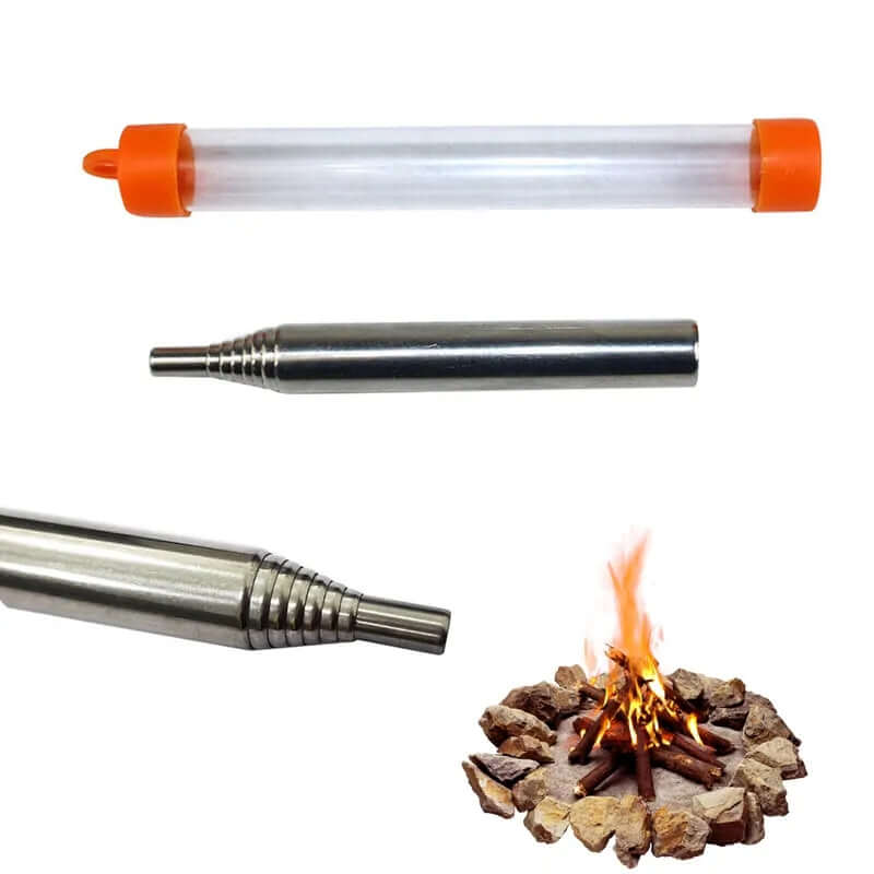 Blasrohr Feueranzünder Edelstahl - Outdoor Camping Grill Anzünder