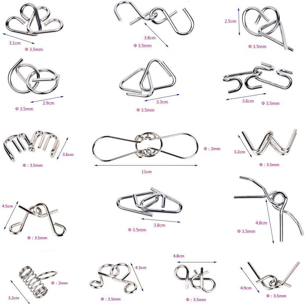 Jeu d'anneaux de puzzle en métal - Entraînement cérébral et jeu de logique