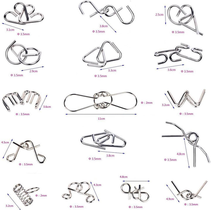 Jeu d'anneaux de puzzle en métal - Entraînement cérébral et jeu de logique