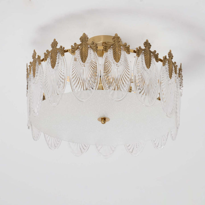 Lustre rond en verre avec motif décoratif