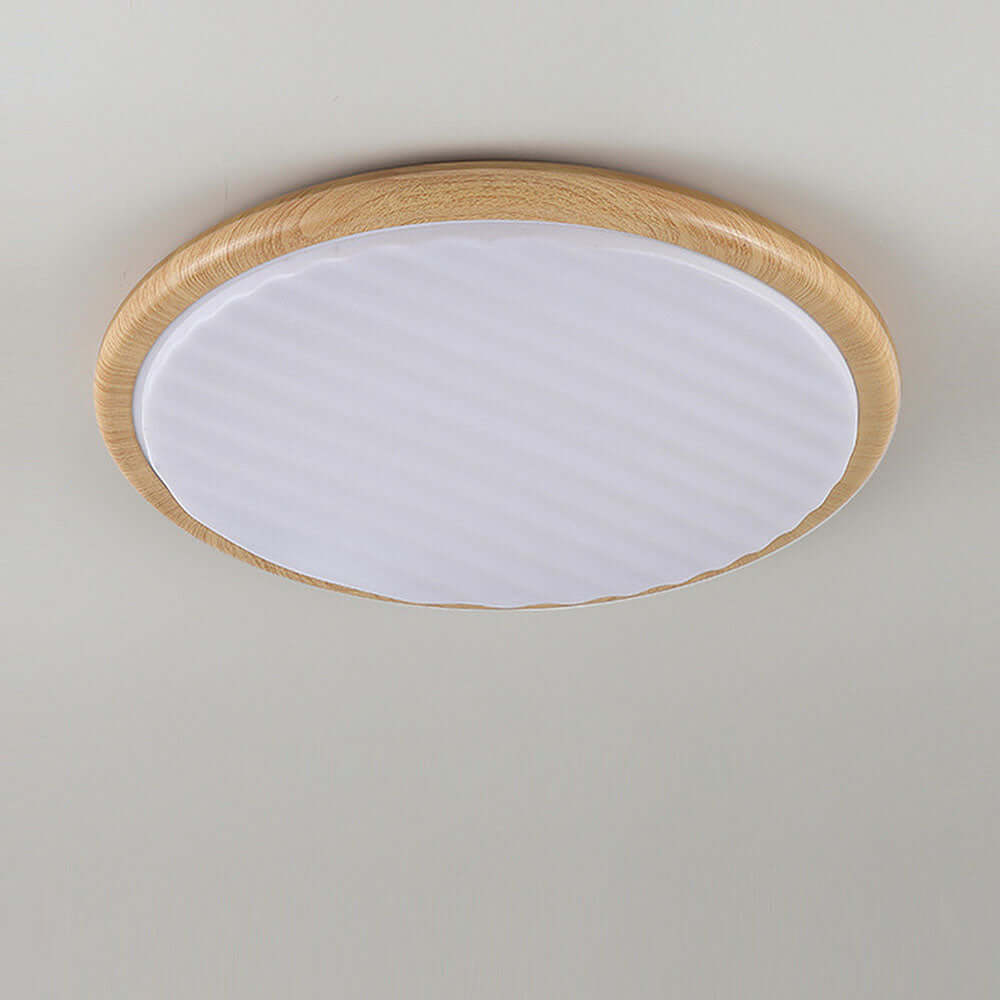 Plafonnier LED aspect bois pour chambre à coucher