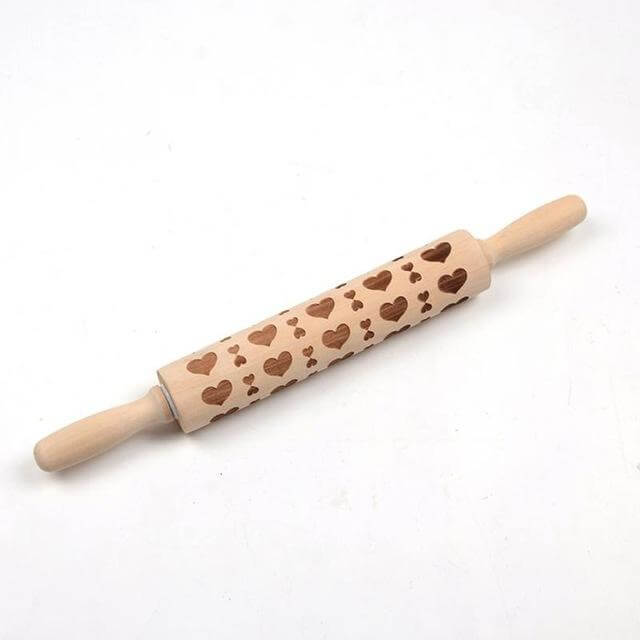 Rouleau à pâtisserie gaufré - bois - 43 cm