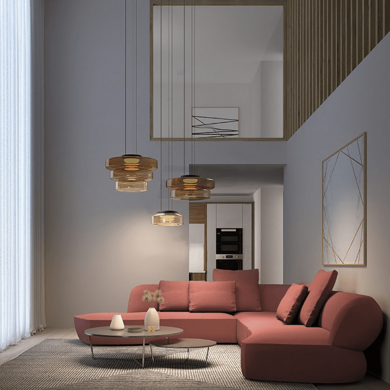Elegante Bauhaus Glas-Hängeleuchte
