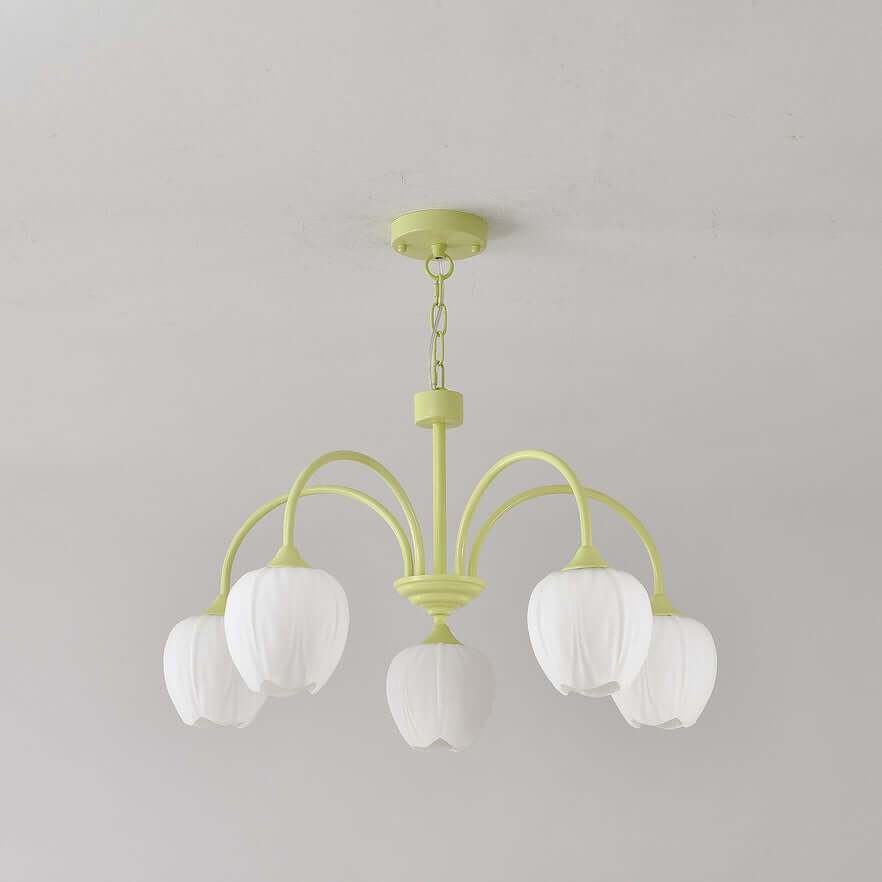 Tulpen-Matcha-Kronleuchter - 5-8 Leuchten