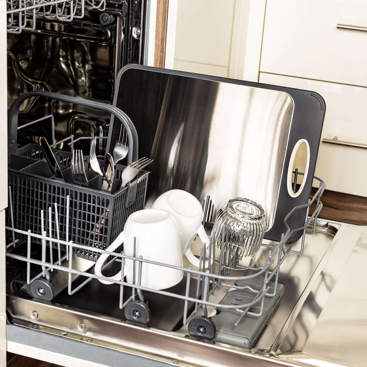 Hygienisches Edelstahl Schneidebrett - SteelSafe