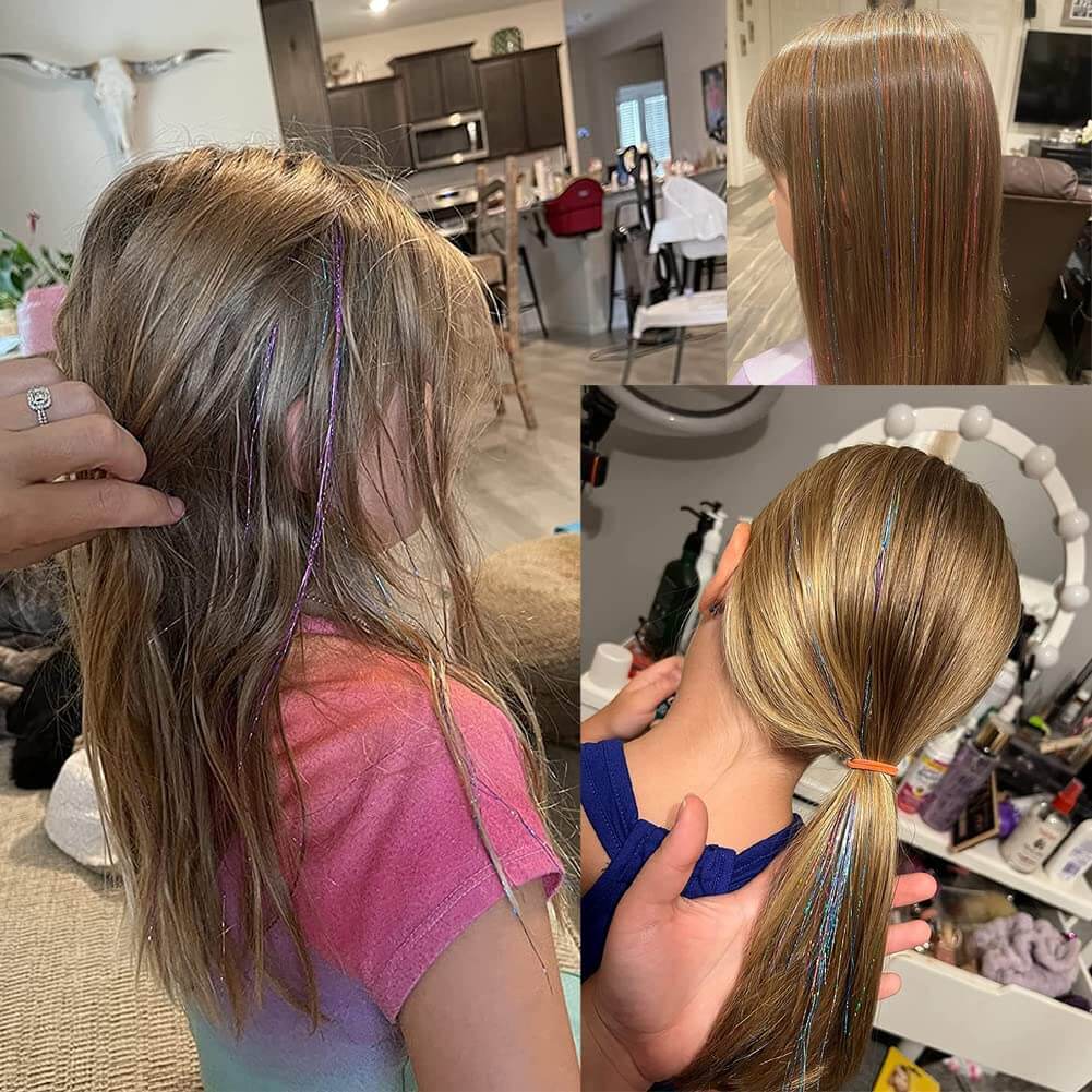 Glitzer Haar-Tinsel Set - Funkelnde Strähnen