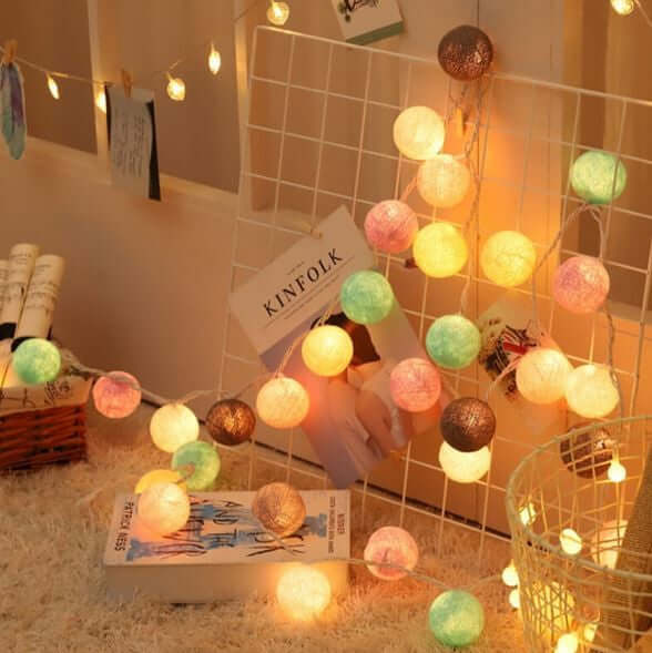 Baumwoll-Lichterkette 1,5m 10 LEDs - Warmweiß