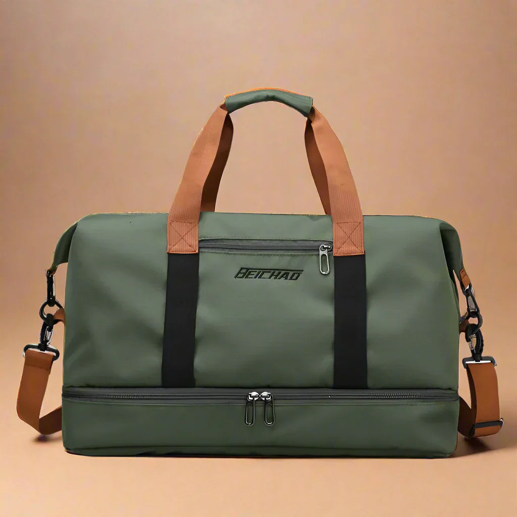 "FlexFit Pro Duffel - Kompakte, elegante Reisetasche mit zahlreichen Fächern, ideal für Fitnessstudio und Abenteuerreisen."
