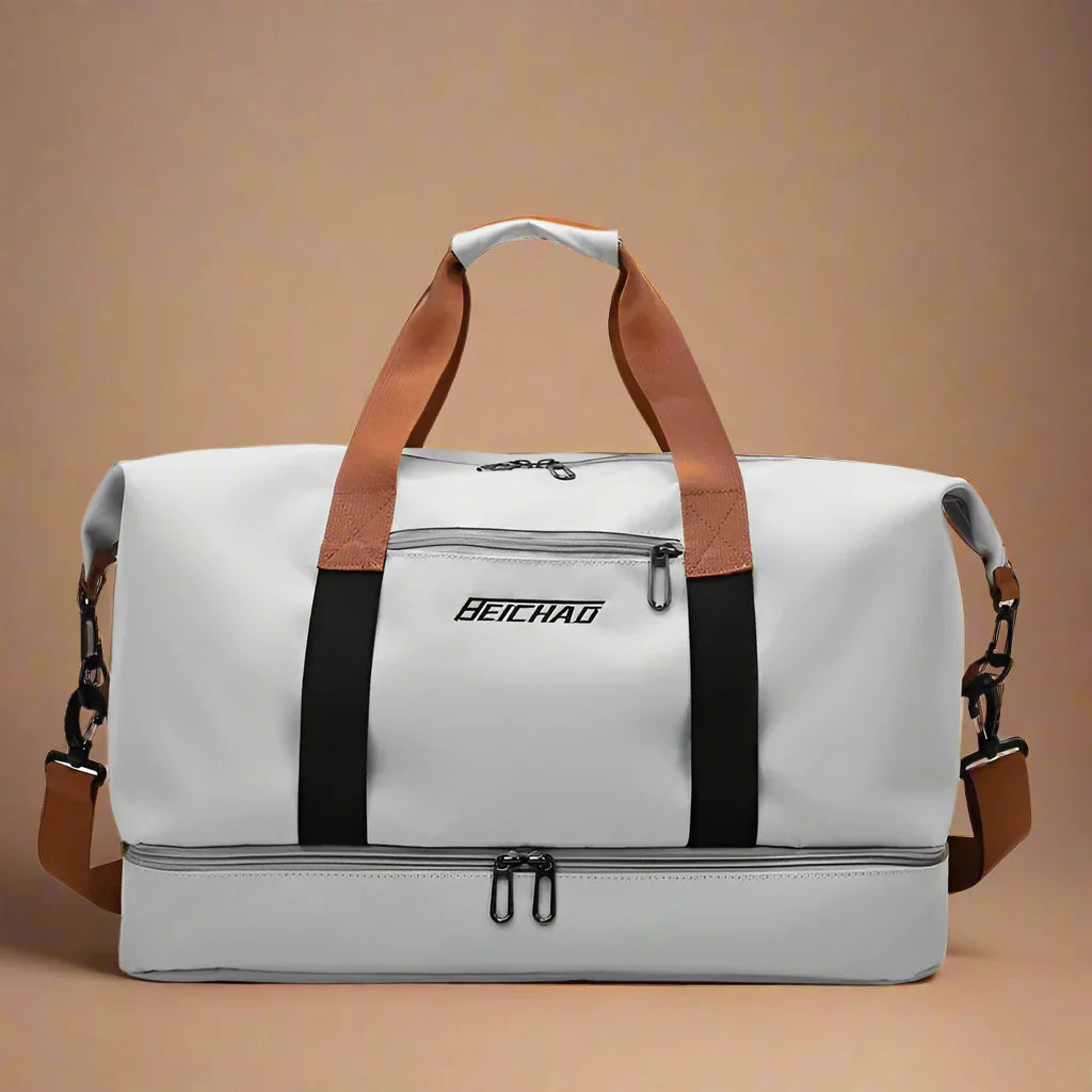 "FlexFit Pro Duffel - Kompakte, elegante Reisetasche mit zahlreichen Fächern, ideal für Fitnessstudio und Abenteuerreisen."
