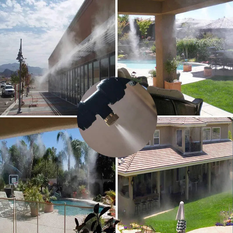 Flexibles Sprühbewässerungssystem, grüner Schlauch mit gleichmäßigen Sprühdüsen, ideal für Gartenfrische an Sommertagen.