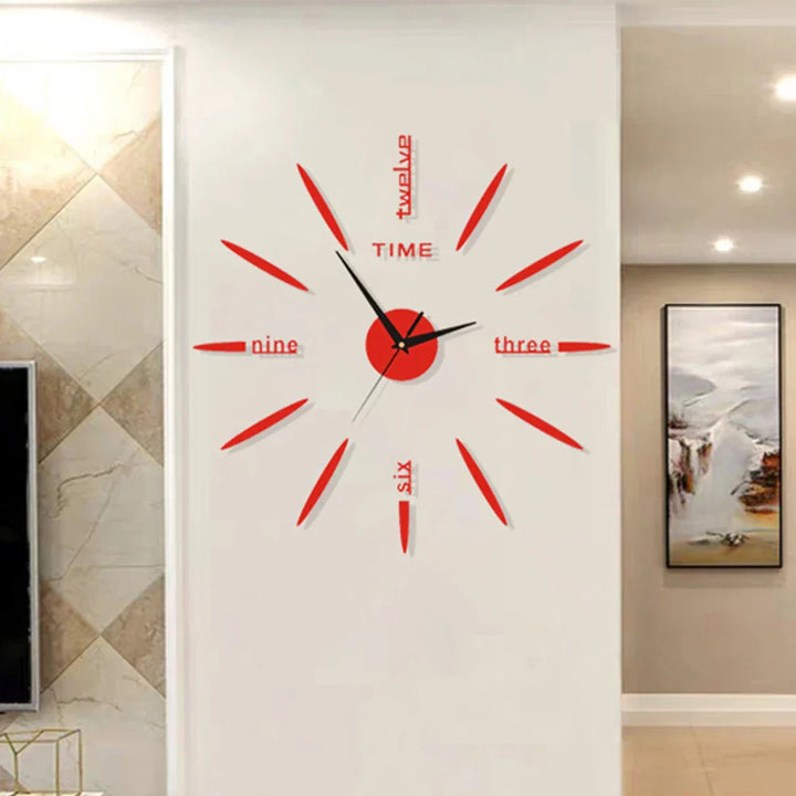 "Große Acryl Wanduhr mit Spiegeloptik, modernem Design, glatten Oberflächen und klaren Linien für Wohnzimmer-Dekor."