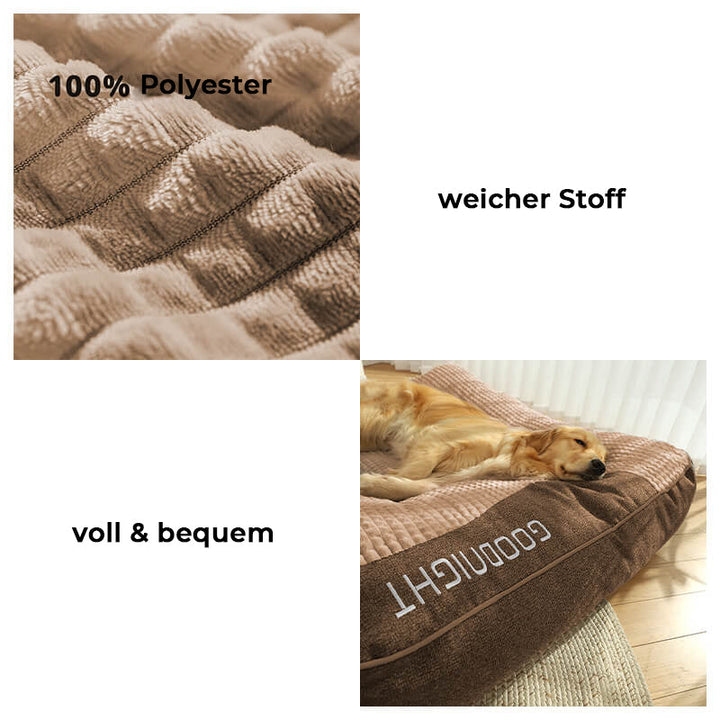 Großes, kratzfestes Hundekissenbett mit dicker Polsterung, bietet orthopädische Unterstützung und erhöhten Komfort.