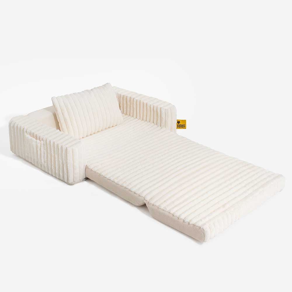 "Großes orthopädisches Mensch-Hund-Bett in flauschigem Beige mit weichen Nackenrollen für maximalen Komfort und Unterstützung