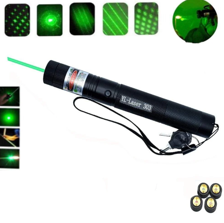 Grüner Hochleistungs-Laserpointer mit robustem Aluminiumgehäuse und ergonomischem Design für präzise Anwendungen.