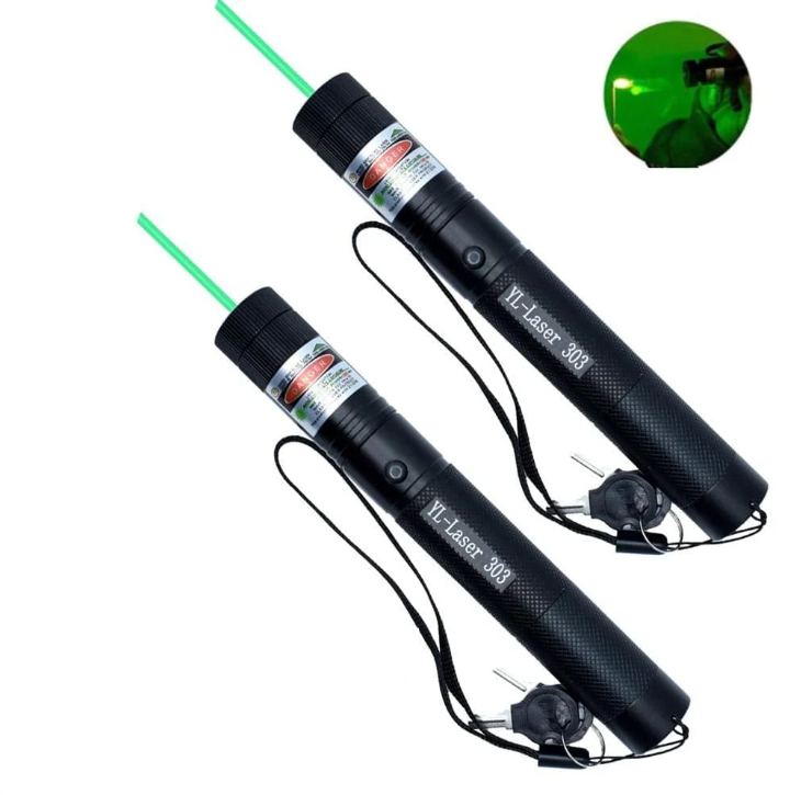 Grüner Hochleistungs-Laserpointer mit robustem Aluminiumgehäuse und ergonomischem Design für präzise Anwendungen.