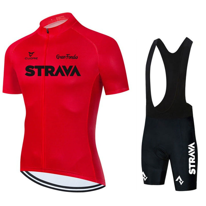 "Herren Fahrradbekleidung Set, atmungsaktives Trikot und Bib-Shorts, modernes Design in Schwarz, mit ergonomischer Passform"