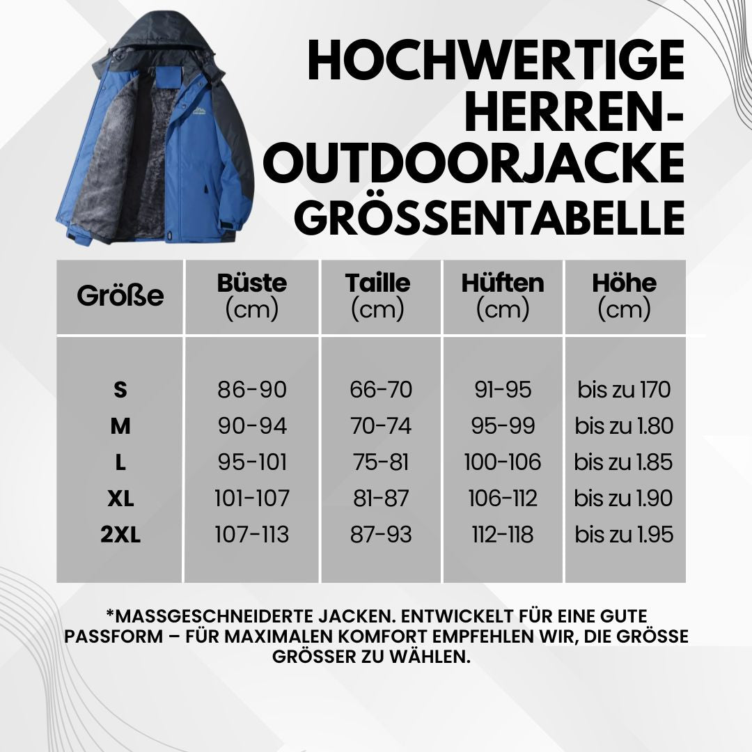 "Herren Outdoorjacke, wasserdicht, warm gefüttert, mit Kapuze, Color-Block-Design, ideal für Camping und Wandern"