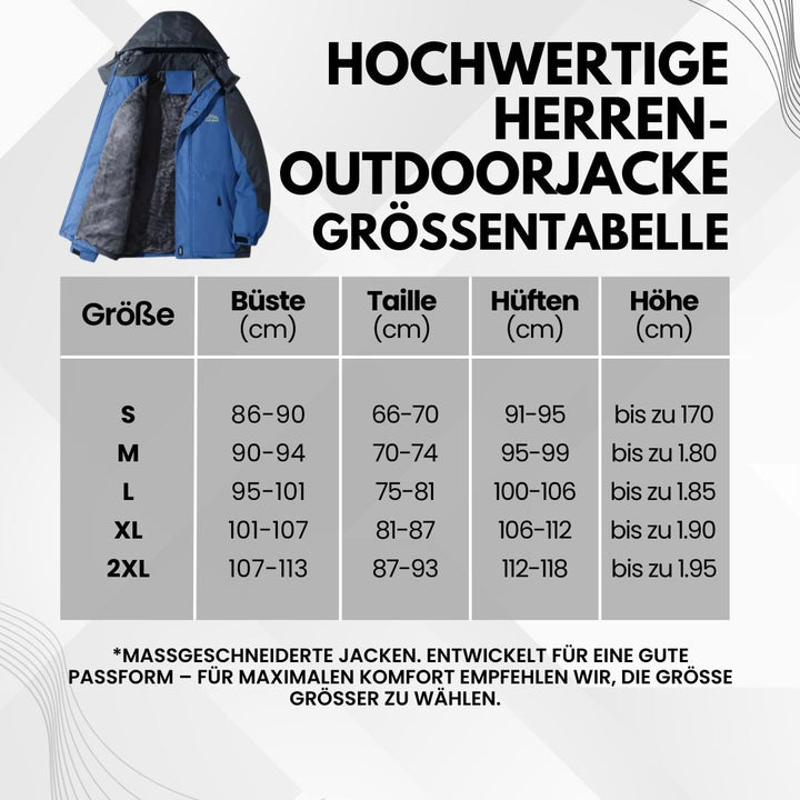 "Herren Outdoorjacke, wasserdicht, warm gefüttert, mit Kapuze, Color-Block-Design, ideal für Camping und Wandern"
