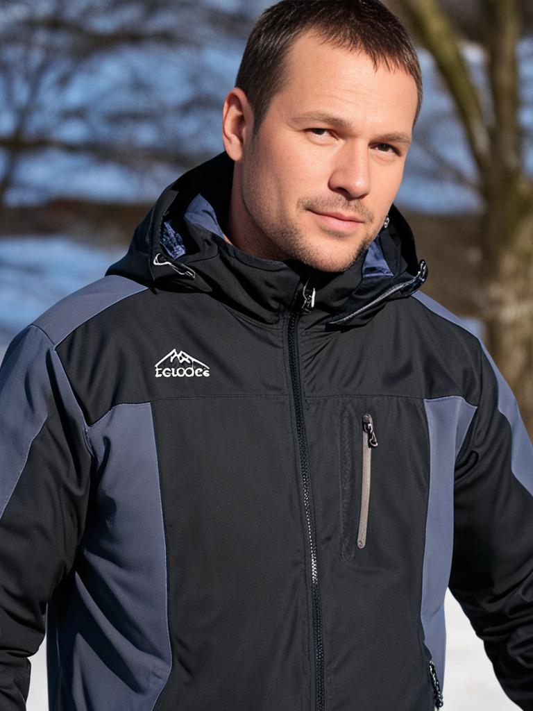 "Herren Outdoorjacke, wasserdicht, warm gefüttert, mit Kapuze, Color-Block-Design, ideal für Camping und Wandern"