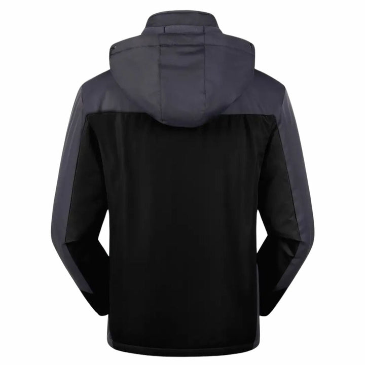 "Herren Outdoorjacke, wasserdicht, warm gefüttert, mit Kapuze, Color-Block-Design, ideal für Camping und Wandern"