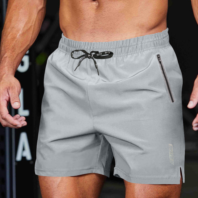 "Herren Sport Shorts, schnell trocknend, mit Reißverschlusstaschen, ideal für Fitness und Freizeit, in Schwarzgrau"