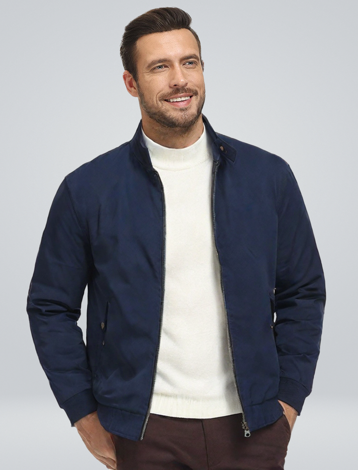 "Herren Übergangsjacke, wetterfest, modern, elegantes Design, wasserabweisend, funktionale Taschen, ideal für Freizeit."