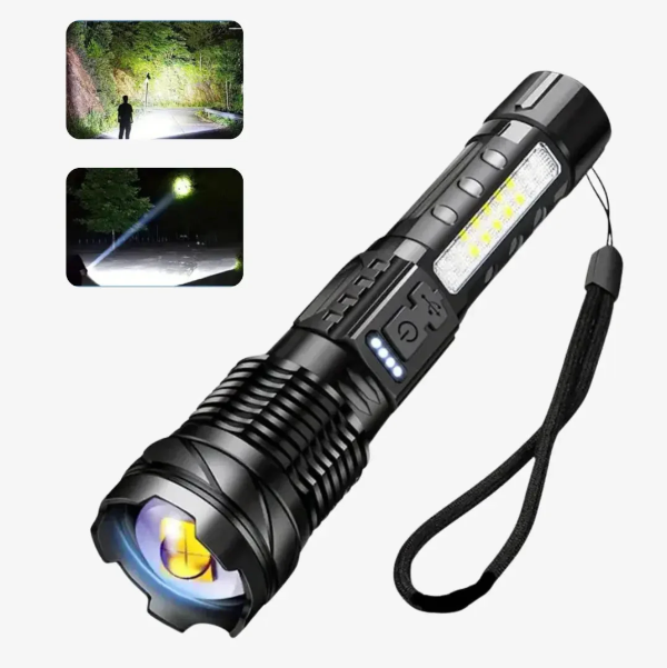 Hochleistungs-Militär-Taschenlampe, 5000 Lumen, robust, wasserdicht, kompakt, ideal für Outdoor-Abenteuer und Notfälle.