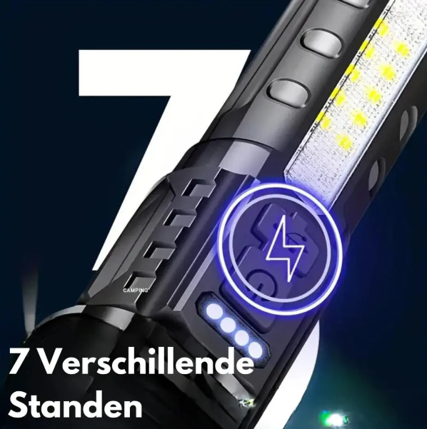 Hochleistungs-Militär-Taschenlampe, 5000 Lumen, robust, wasserdicht, kompakt, ideal für Outdoor-Abenteuer und Notfälle.