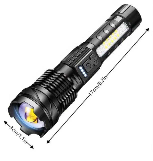 Hochleistungs-Militär-Taschenlampe, 5000 Lumen, robust, wasserdicht, kompakt, ideal für Outdoor-Abenteuer und Notfälle.