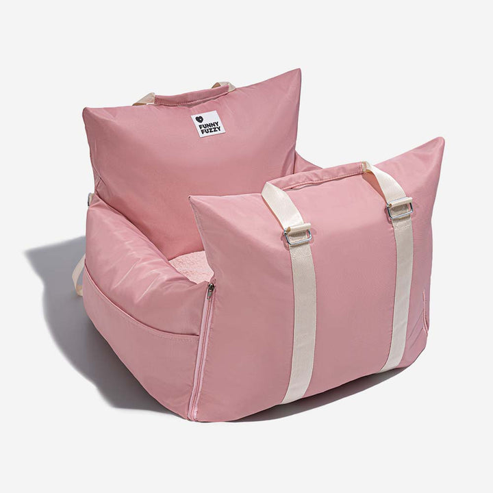 "Hunde-Autositzbett, grau, Einzelsitz, mit verstellbaren Gurten und abnehmbarem Bezug für Sicherheit und Komfort."