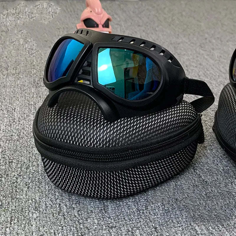 "Hundeschutzbrille mit UV-Schutz in modernem Design, ideal für Outdoor-Aktivitäten, stilvoller und sicherer Schutz."