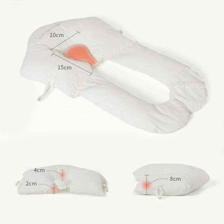 Hypoallergenes Baby-Kopfkissen, weich und atmungsaktiv, bietet ergonomische Unterstützung für gesunden Schlaf.