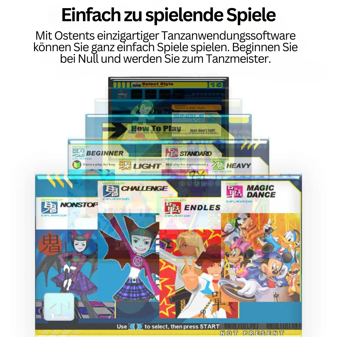 "Interaktive Tanzmatte mit Musik & Bewegungssensor, bunt bedruckt, ideal für Fitness & Koordination zu Hause."