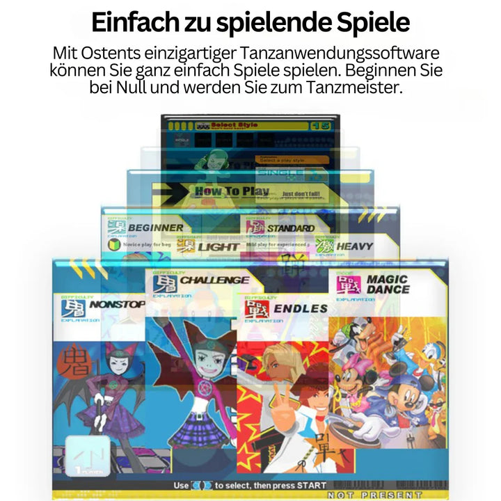 "Interaktive Tanzmatte mit Musik & Bewegungssensor, bunt bedruckt, ideal für Fitness & Koordination zu Hause."