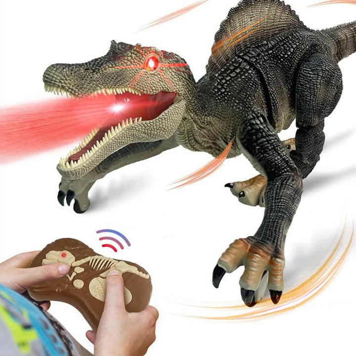 "Interaktiver ferngesteuerter Dinosaurier mit LED-Leuchtdioden, Nebelsprüher und brüllender Funktion, aufrecht stehend."