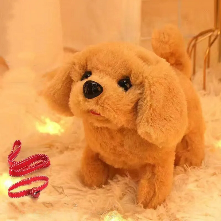 "Interaktiver Roboterhund BarkyBot, Spielzeug mit Felloptik, bellt und wedelt, ideal für Kinder ab 2 Jahren."