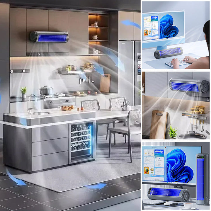 Kabelloses Klimagerät, kompaktes Design, tragbar, für Zuhause oder Büro, vielseitig montierbar, schnelle Abkühlung.