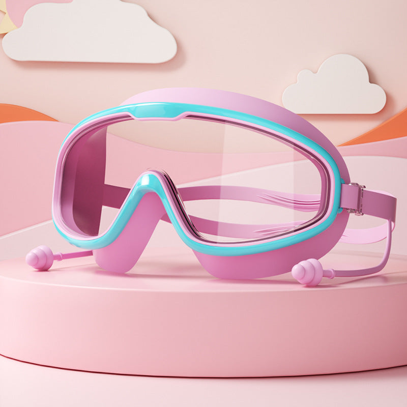 Kinderschwimmbrille, Anti-Beschlag, große Linsen, blaue Dichtung, elastische Bänder, ideal für klare Sicht und Komfort im Was