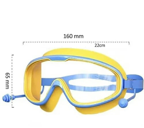 Kinderschwimmbrille, Anti-Beschlag, große Linsen, blaue Dichtung, elastische Bänder, ideal für klare Sicht und Komfort im Was