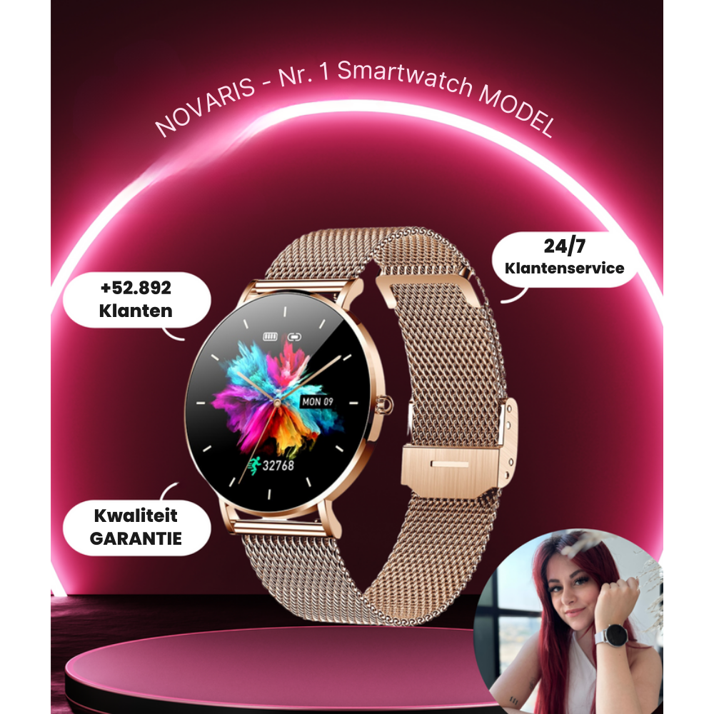 "Kompakte, elegante Smartwatch mit ultradünnem Design und Mesh-Armband, perfekt für jeden Stil, AMOLED-Display."