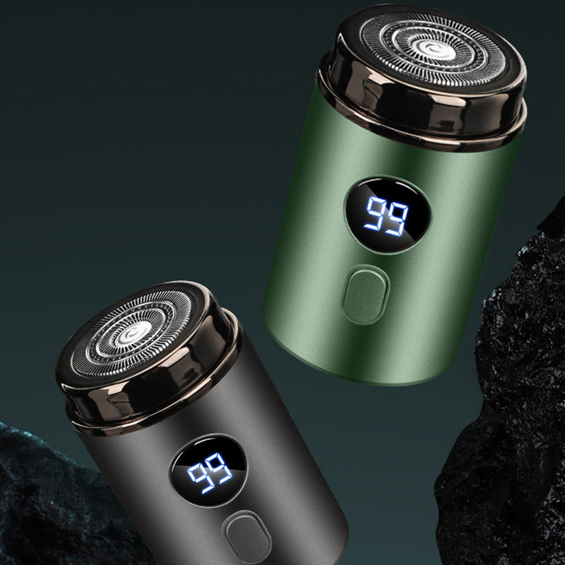 "Kompakter elektrischer Rasierer, Avocado Grün & Stjern Silber, USB-C, für Reisen, wasserdicht, hygienisch waschbar."