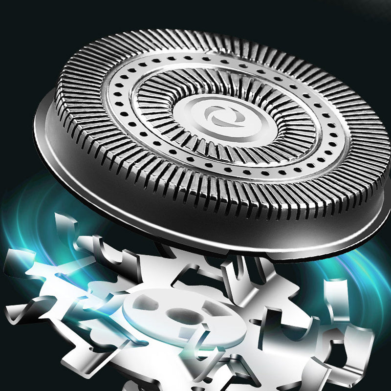 "Kompakter elektrischer Rasierer, Avocado Grün & Stjern Silber, USB-C, für Reisen, wasserdicht, hygienisch waschbar."