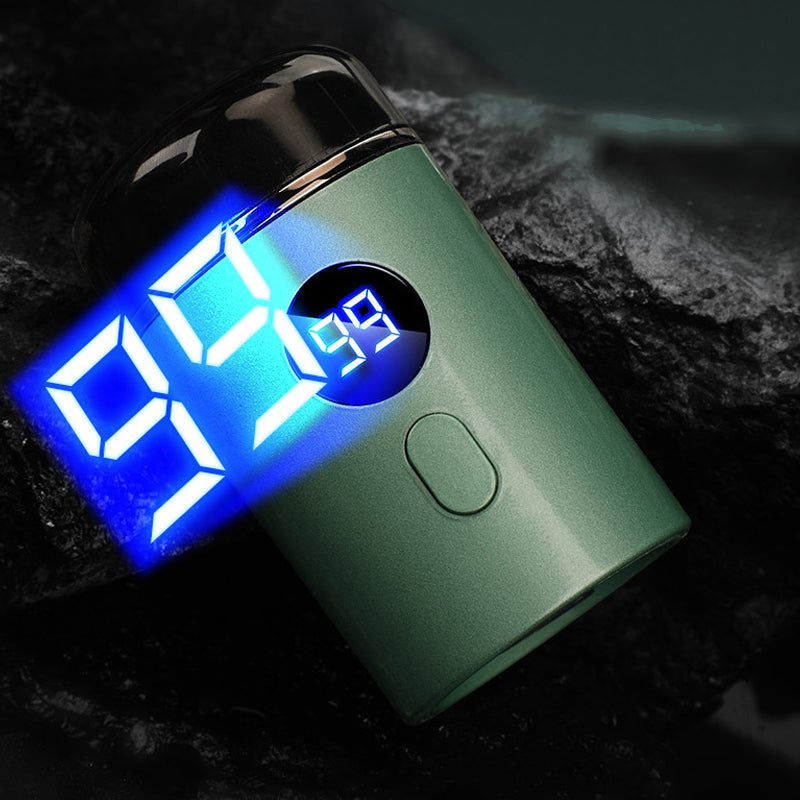 "Kompakter elektrischer Rasierer, Avocado Grün & Stjern Silber, USB-C, für Reisen, wasserdicht, hygienisch waschbar."