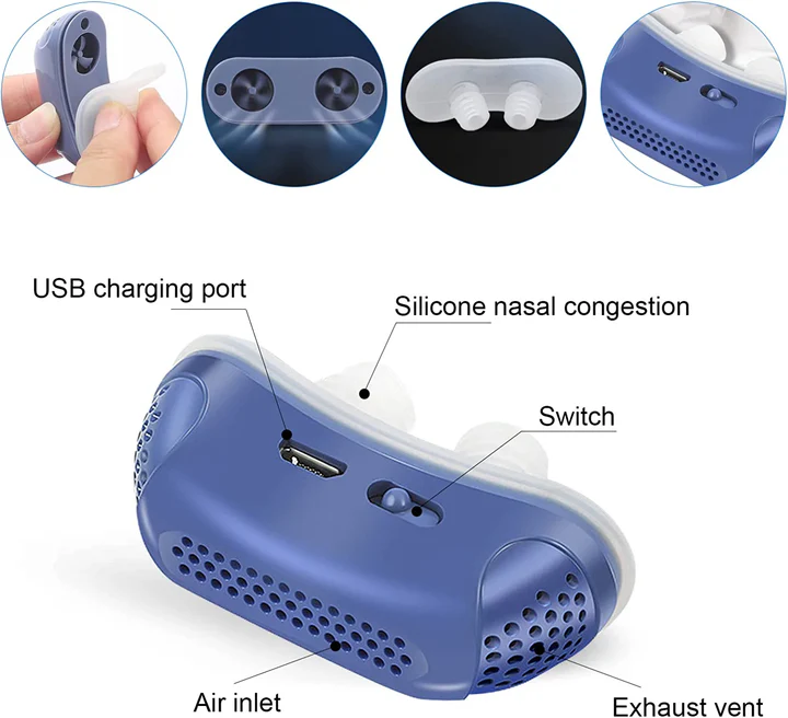 "Kompaktes Micro CPAP-Gerät gegen Schlafapnoe, tragbar und leise, ideal für Reisen, aus weichem Silikongel, Anti-Schnarch."