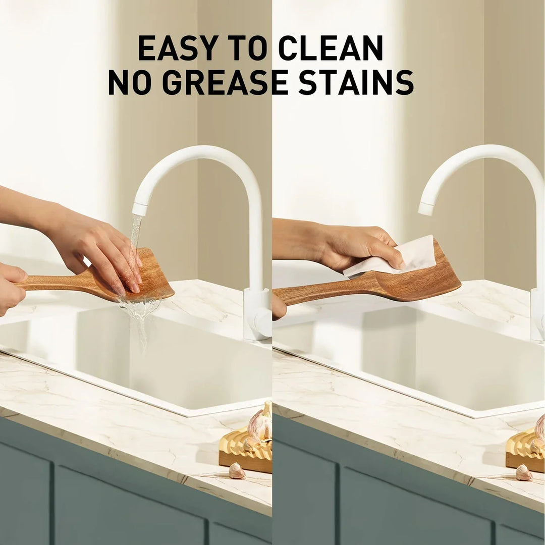 "Küchenset aus natürlichem Teak Holz, rustikal-elegantes Design, nachhaltige Küchenhelfer, stilvoll und funktional"